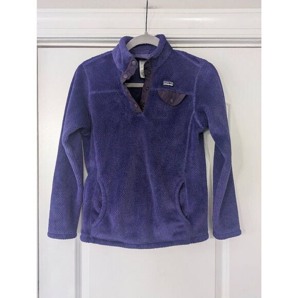 Patagonia Girls' Re-Tool Snap-T® Pullover size large purple fleece - Picture 1 of 7